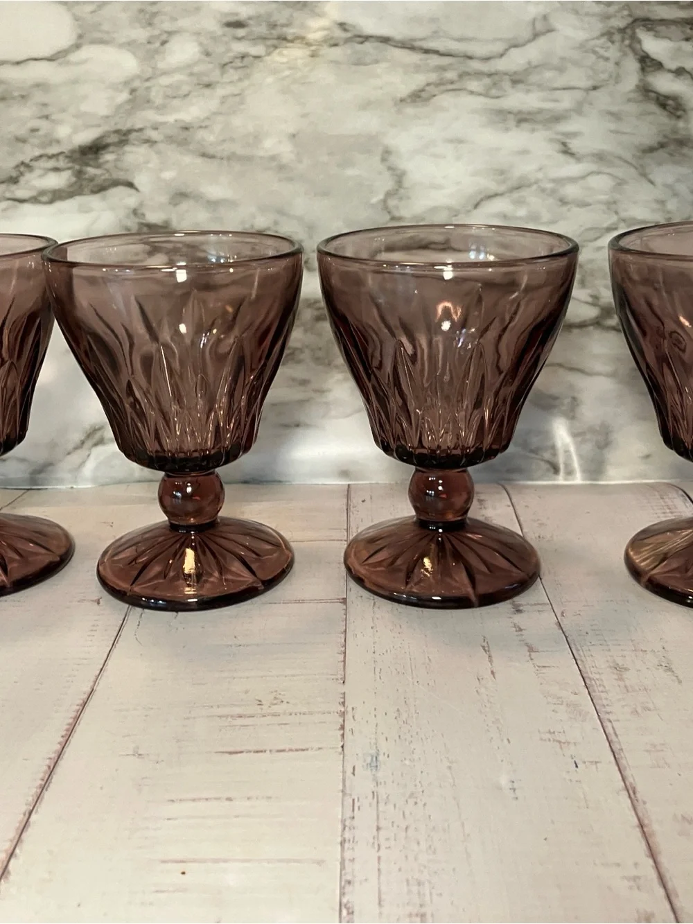 Hazel Atlas Moroccan Amethyst Glass Juice Goblets 4